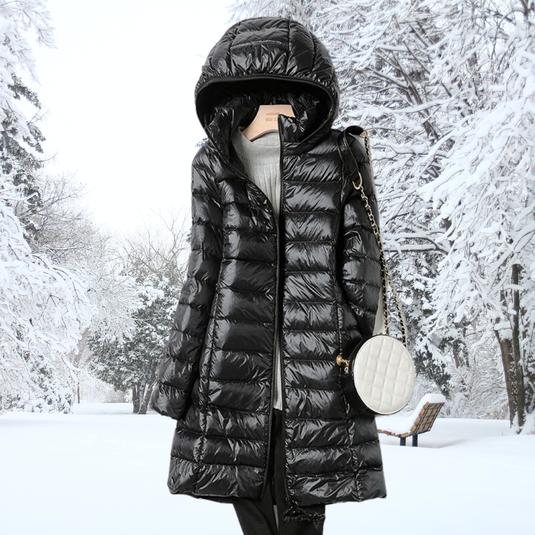Women's Quilted Puffer Jacket for Autumn Layering in Black
