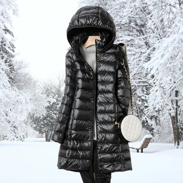 Women's Quilted Puffer Jacket for Autumn Layering in Black