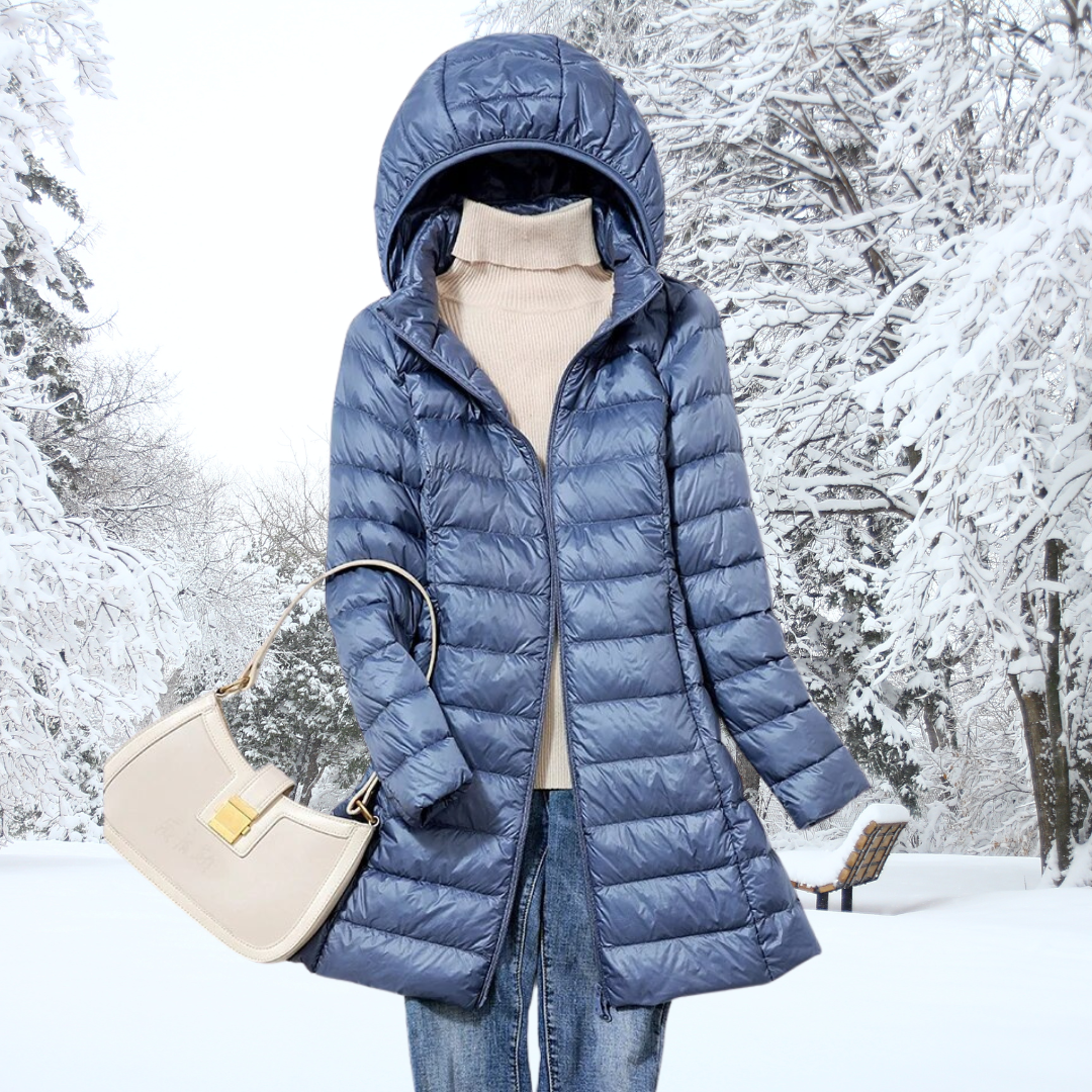 Women's Quilted Puffer Jacket for Autumn Layering in Blue