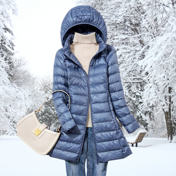 Women's Quilted Puffer Jacket for Autumn Layering in Blue