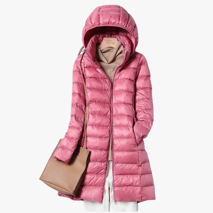 Women's Quilted Puffer Jacket for Autumn Layering in Pink