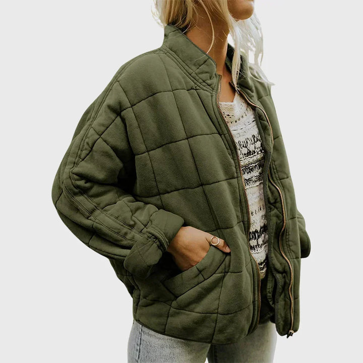 Women's quilted puffer jacket for autumn in Sage Green