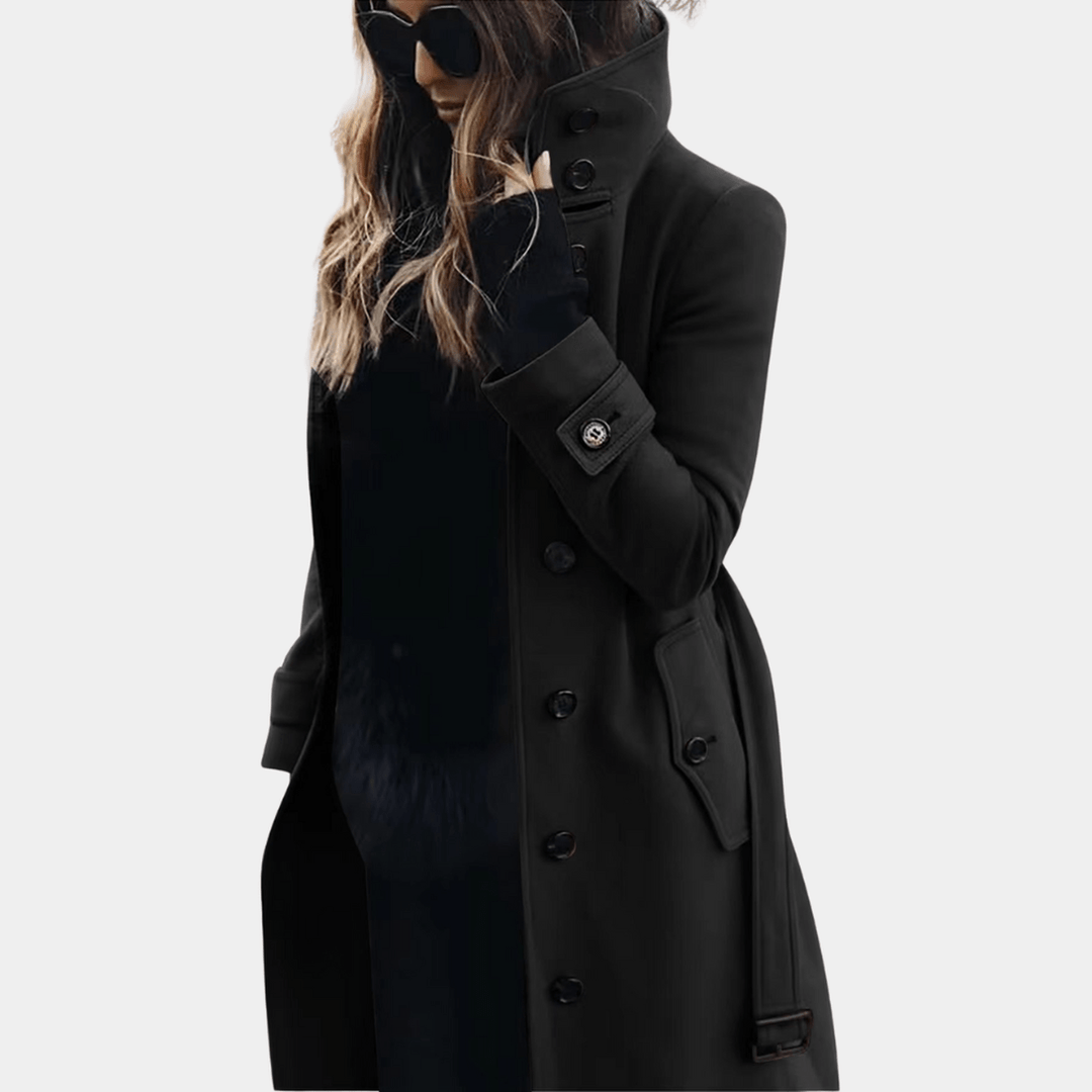 Women's Quilted Trench Jacket for Autumn in Black