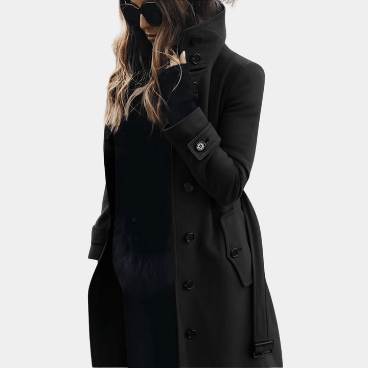 Women's Quilted Trench Jacket for Autumn in Black