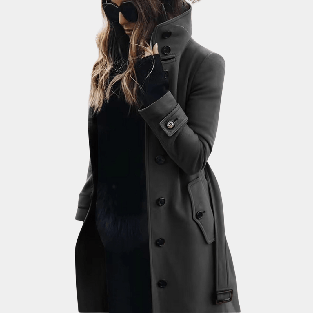 Women's Quilted Trench Jacket for Autumn in Dark Grey