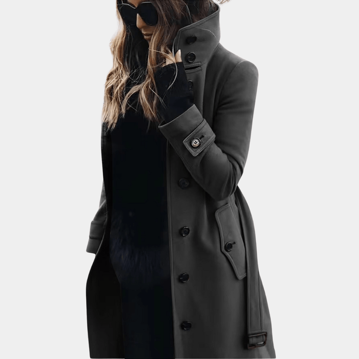 Women's Quilted Trench Jacket for Autumn in Dark Grey