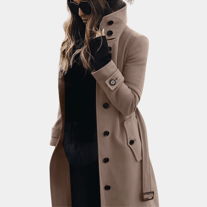 Women's Quilted Trench Jacket for Autumn in Khaki