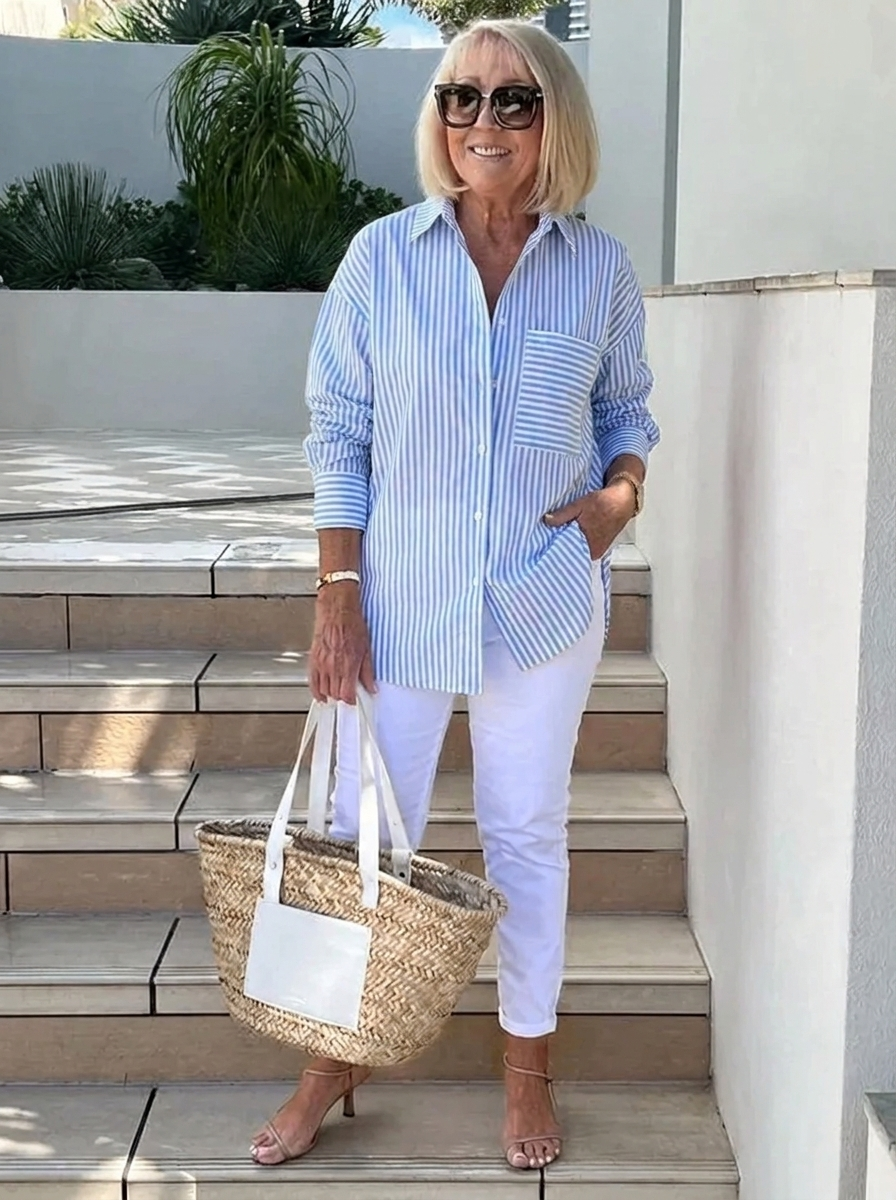 Women's Refined Linen Shirt in Marineblau (Fast ausverkauft)