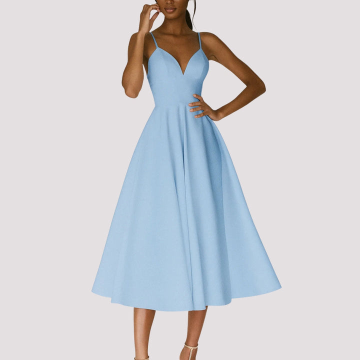 Women's Refined Summer Midi Dress in Blue
