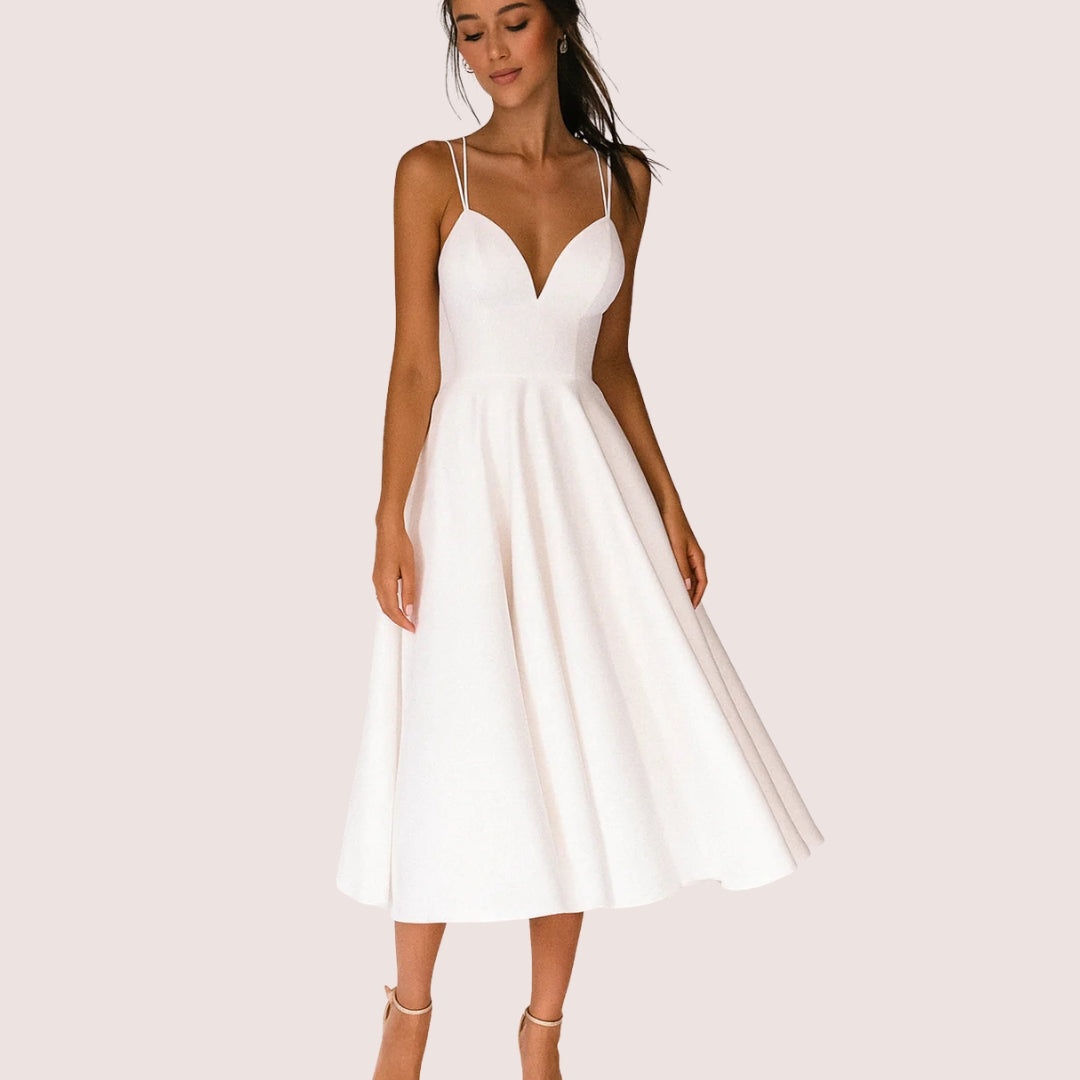 Women's Refined Summer Midi Dress in White