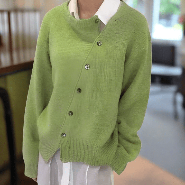Women's Relaxed Cardigan for Everyday Layering in Green
