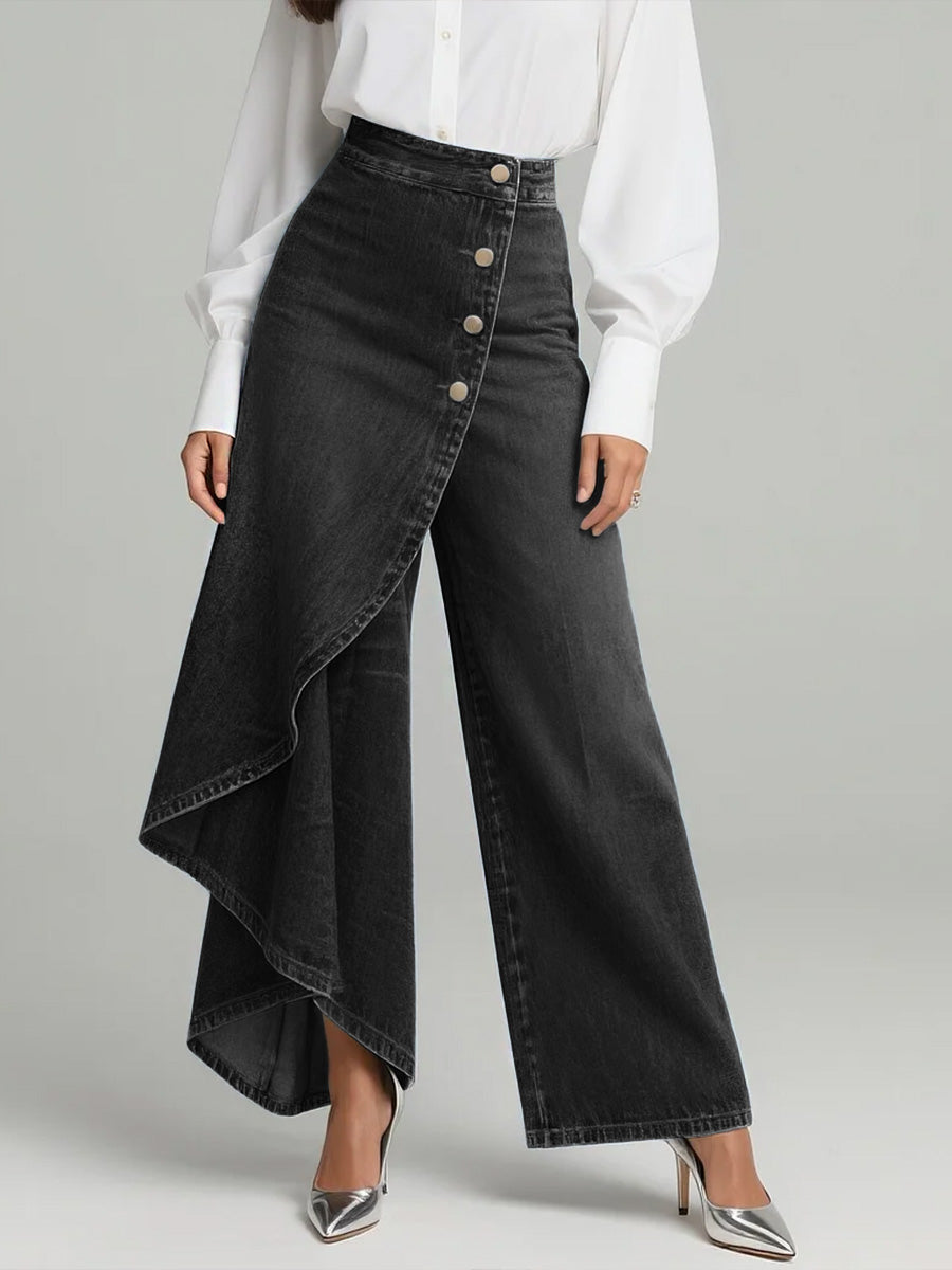 Women's Relaxed Fit Wide Leg Jeans in Black