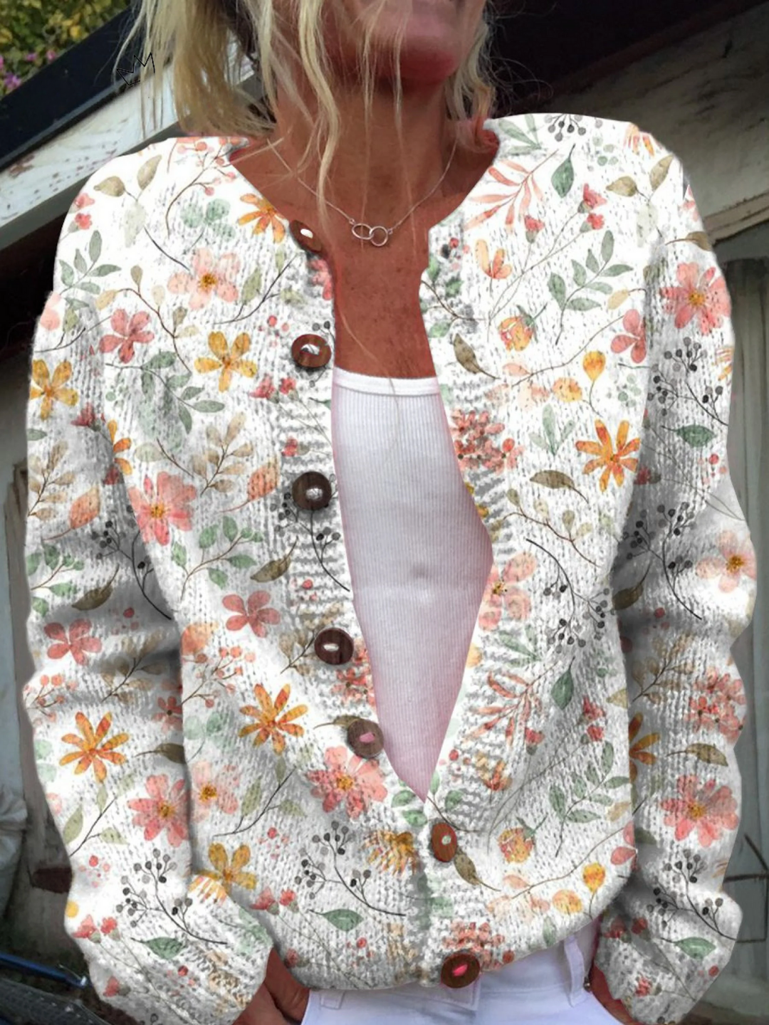 Women's Relaxed Floral Cardigan in Soft Knit