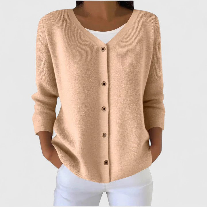 Women's Relaxed Hooded Button Jumper in Salmon