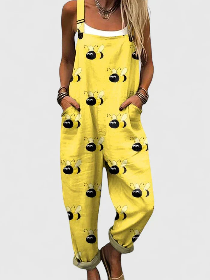 Women's Relaxed Jumpsuit with Whimsical Print in Multicolour