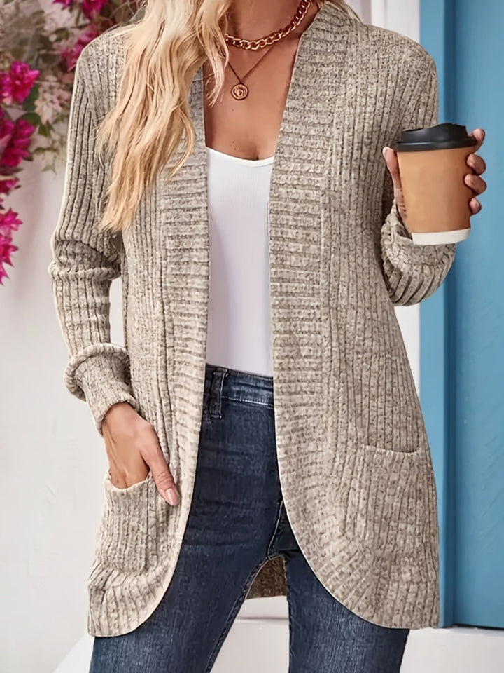 Women's Relaxed Knit Cardigan for Autumn in Khaki