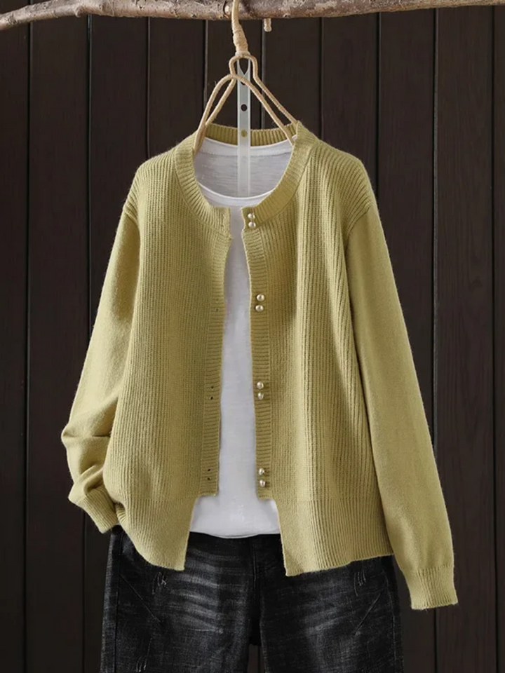 Women's Relaxed Knit Cardigan for Autumn Layering in Yellow