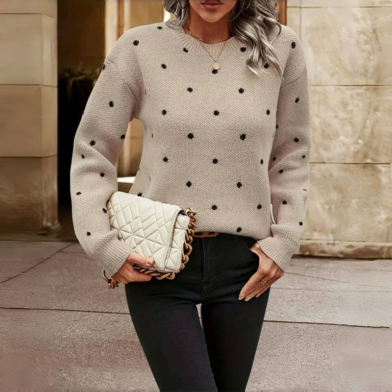 Women's Relaxed Knit Polka Dot Jumper Dress (2)