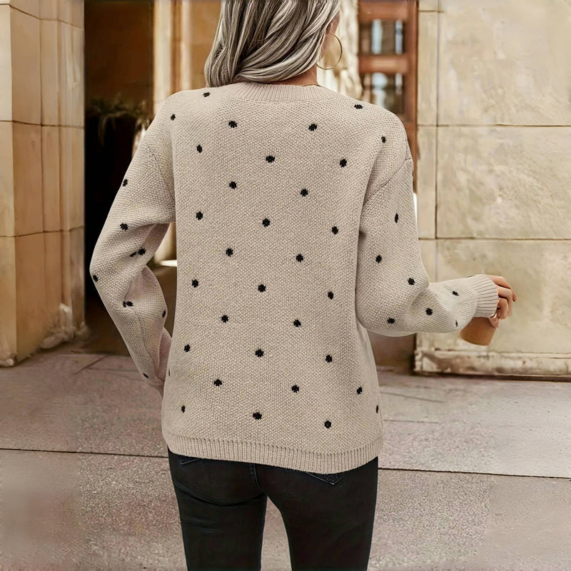 Women's Relaxed Knit Polka Dot Jumper Dress (4)
