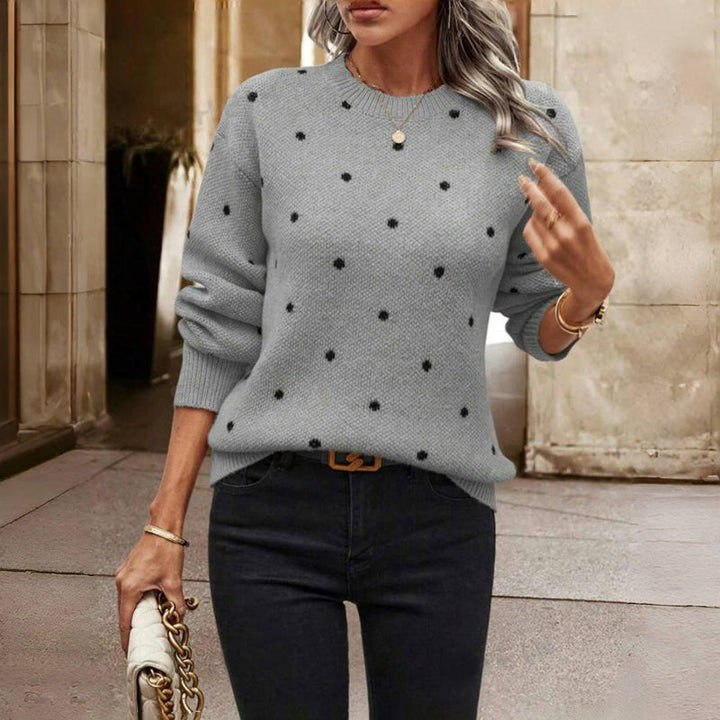 Women's Relaxed Knit Polka Dot Jumper Dress in Grey