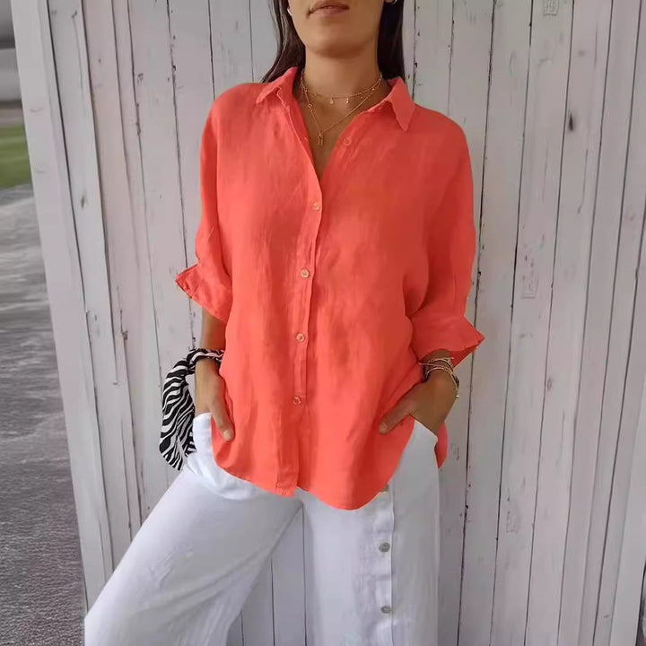 Women's Relaxed Linen Blouse for Summer Wear (2)