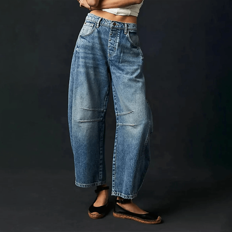 Women's Relaxed Wide Leg High-Waist Jeans in Dark Blue