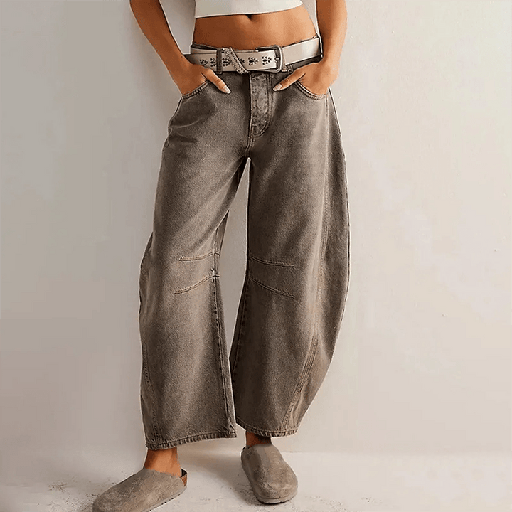 Women's Relaxed Wide Leg High-Waist Jeans in Grey