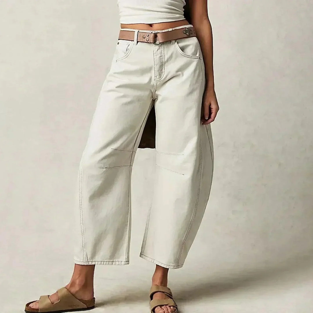 Women's Relaxed Wide Leg High-Waist Jeans in White