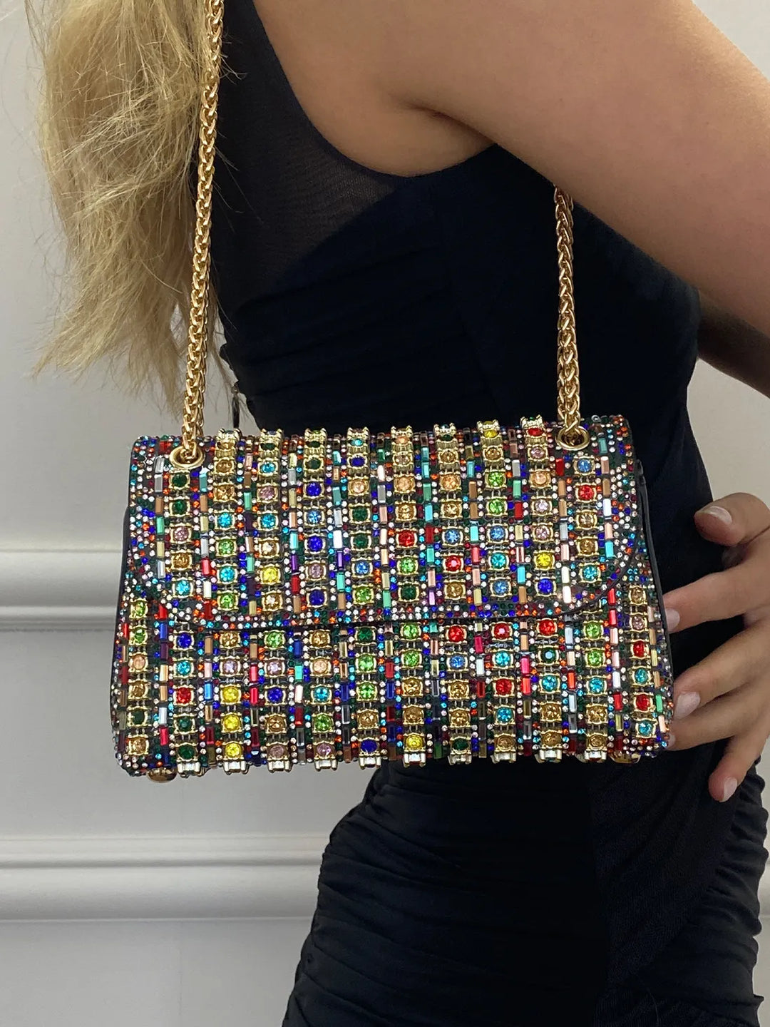 Women's Rhinestone Leather Tote Bag for Evening (5)