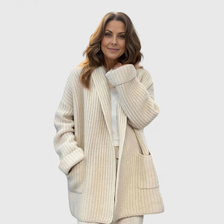 Women's Ribbed Knit Cardigan with Pockets (3)