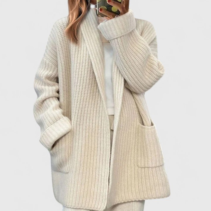Women's Ribbed Knit Cardigan with Pockets (4)