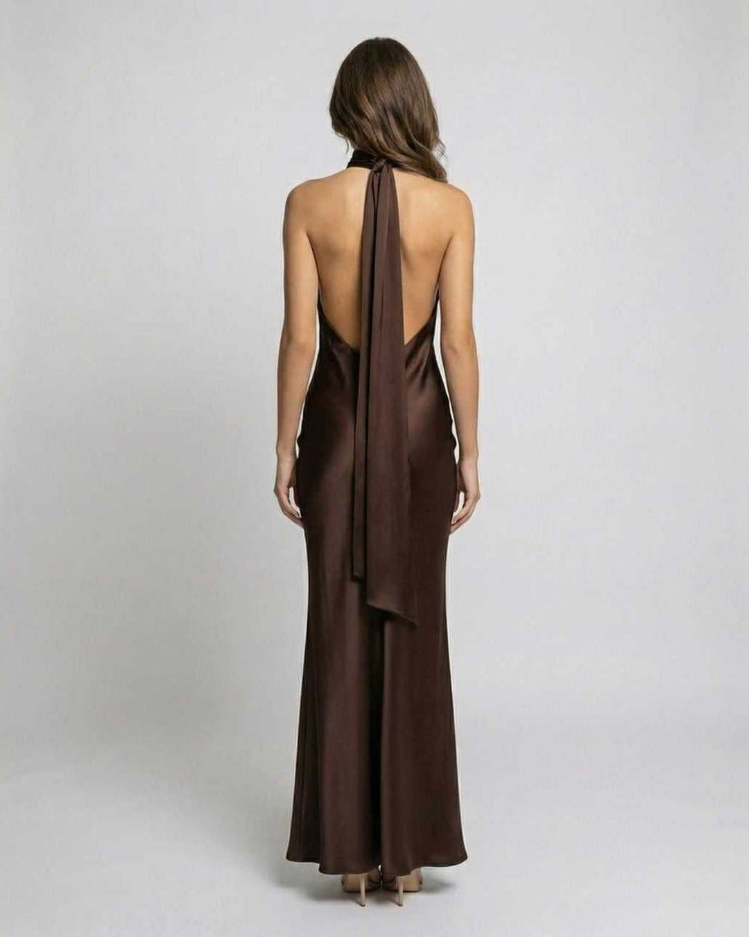 Women's Satin Halter Maxi Dress (2)