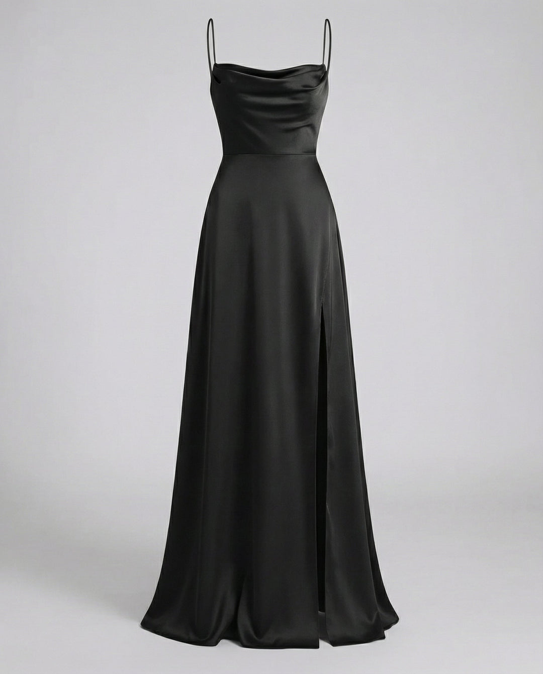 Women's Silk Maxi Dress for Wedding Guests in Black