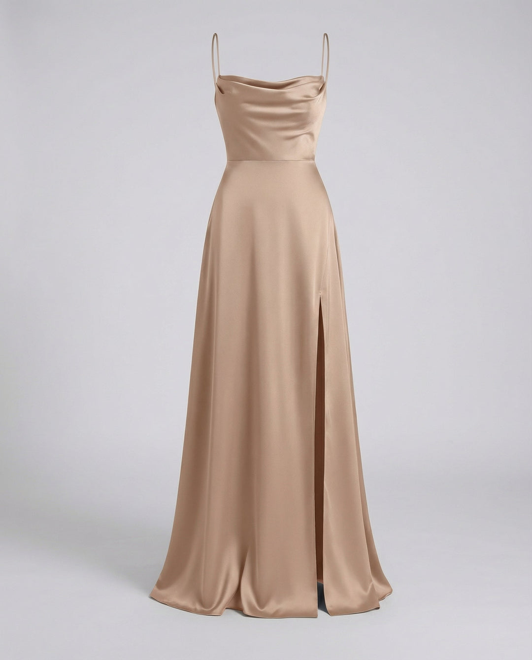 Women's Silk Maxi Dress for Wedding Guests in Brown