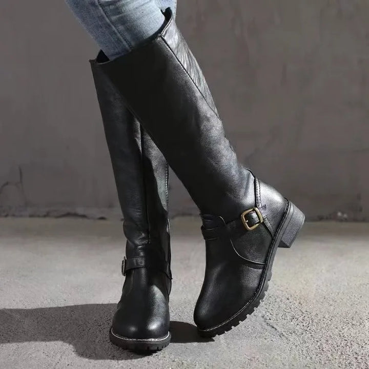Women's Sleek Leather Knee High Boots