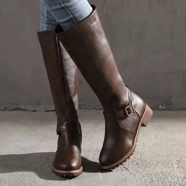 Women's Sleek Leather Knee High Boots (3)