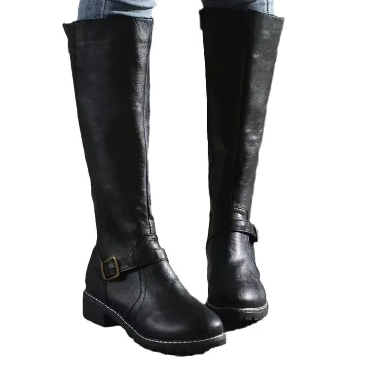 Women's Sleek Leather Knee High Boots (5)