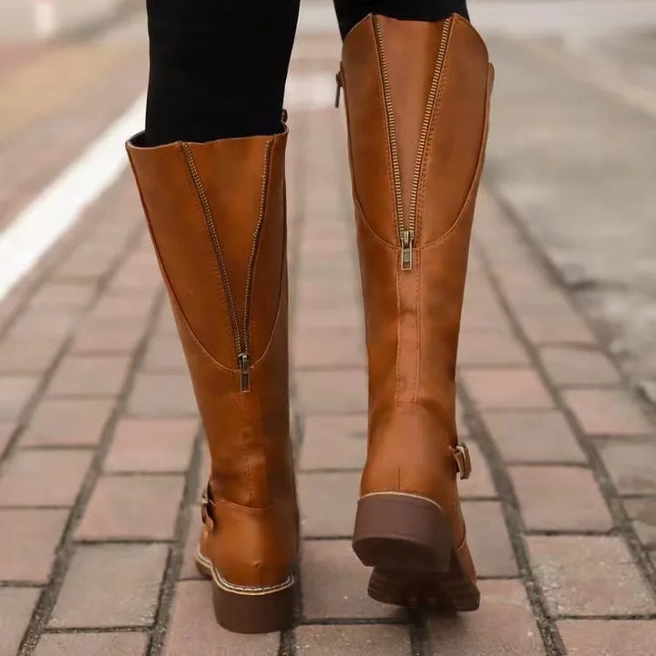 Women's Sleek Leather Knee High Boots (6)