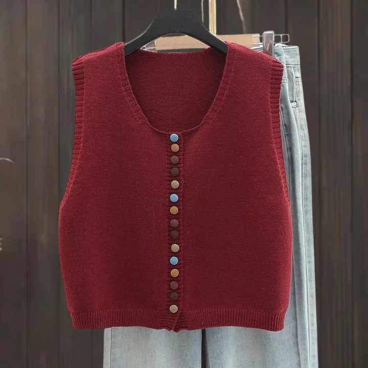 Women's Sleeveless Knit Vest with Buttons
