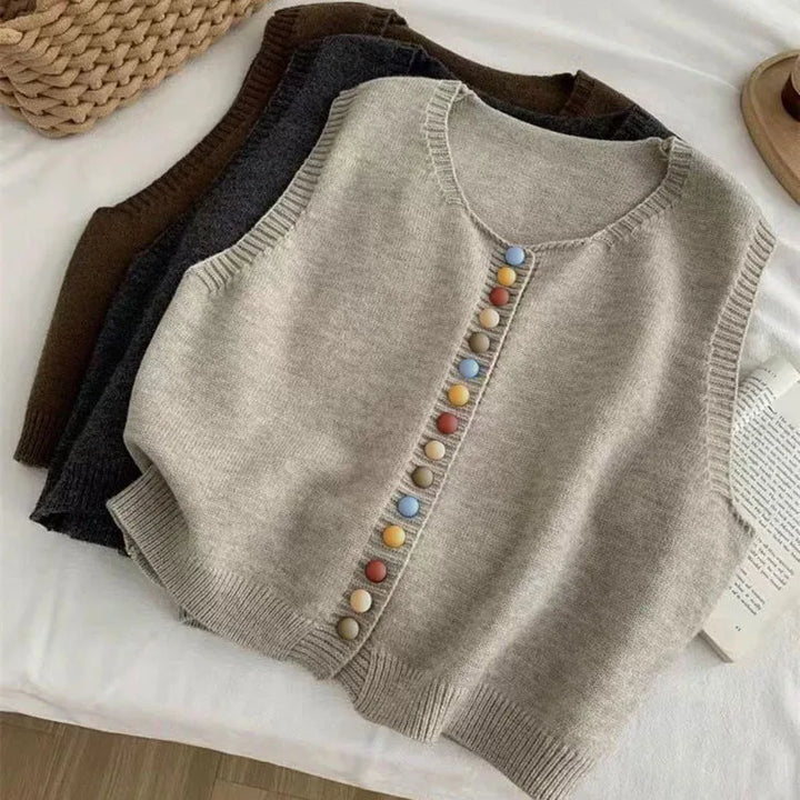 Women's Sleeveless Knit Vest with Buttons (6)