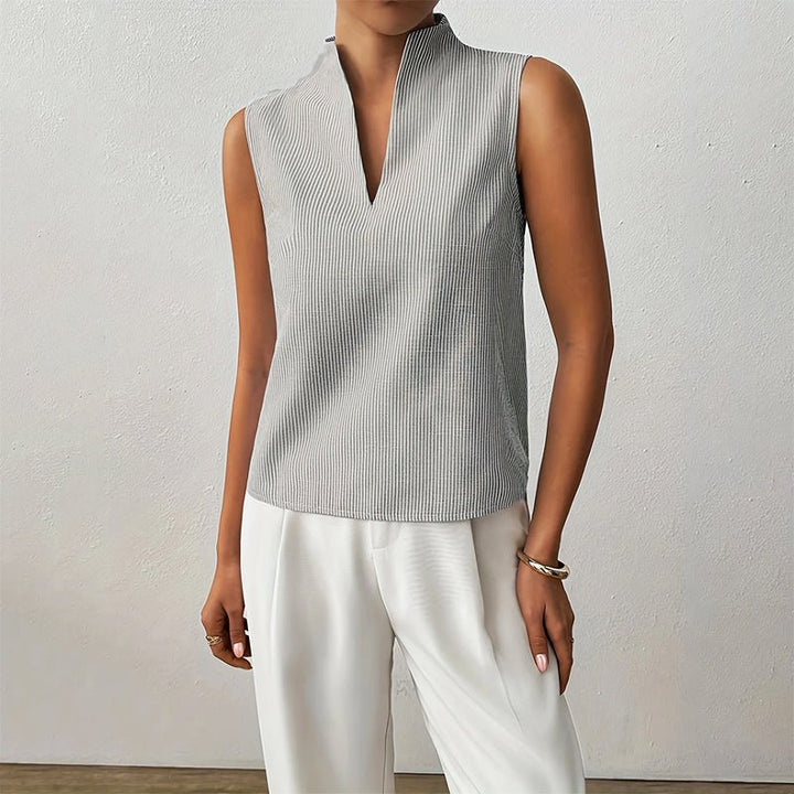 Women's Sleeveless Professional Striped Blouse (2)