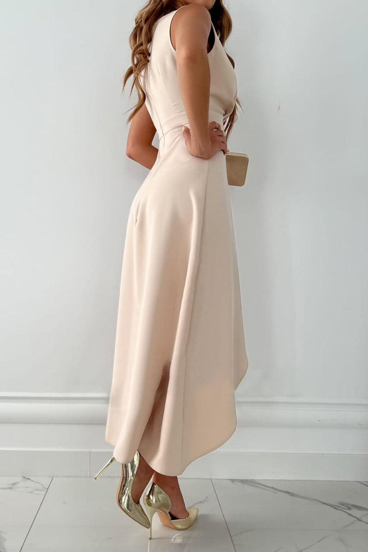 Women's Sleeveless Wrap Midi Dress for Wedding Guests (3)