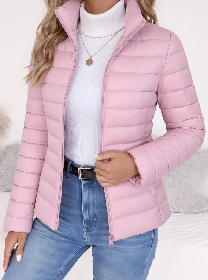 Women's Slim Fit Quilted Trenchcoat in Pink