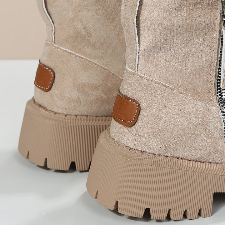 Women's Slip-On Waterproof Insulated Ankle Boots in Beige 6