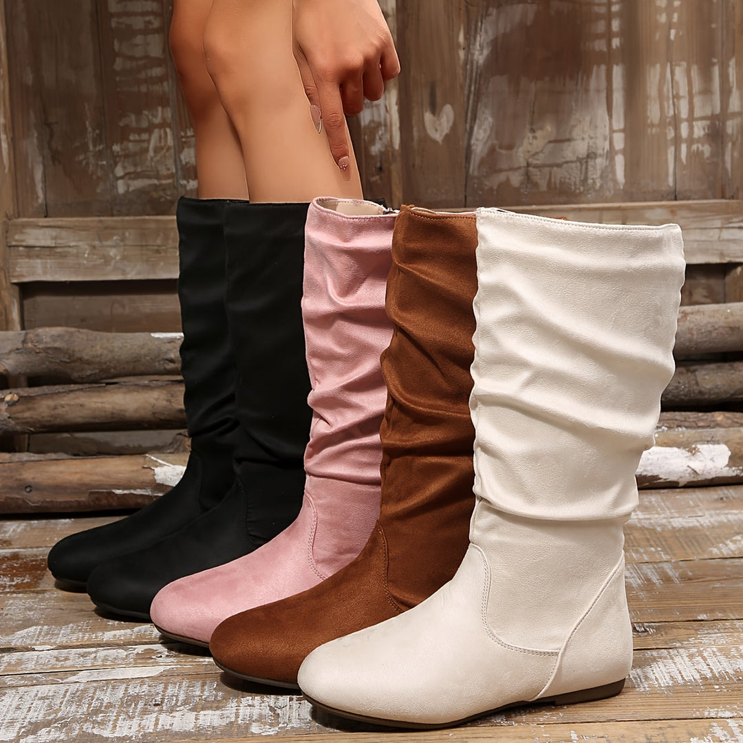 Women's Slouched Knee High Boots Low-Heel (11)