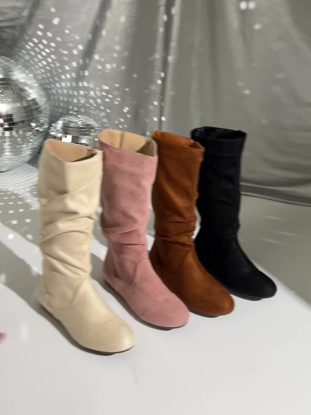 Women's Slouched Knee High Boots Low-Heel (14)