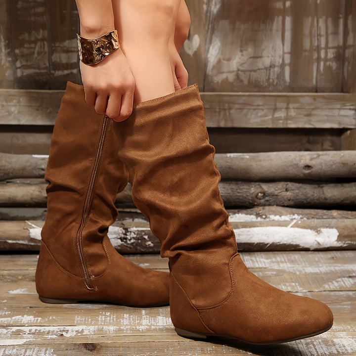 Women's Slouched Knee High Boots Low-Heel (9)