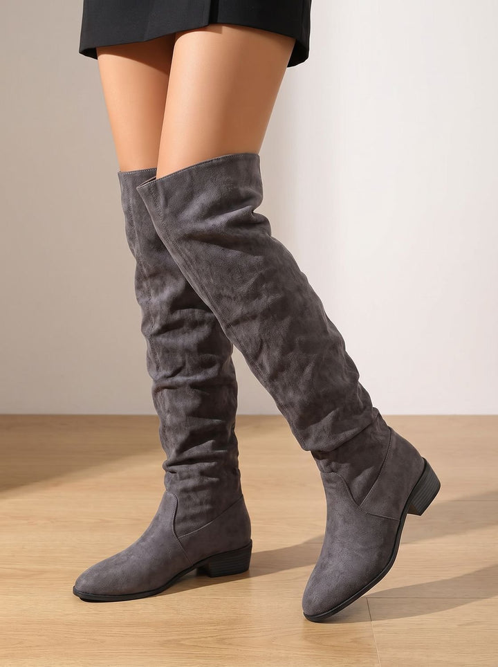 Women's Slouchy Suede-Style Knee High Boots (12)