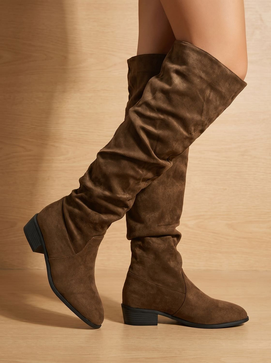 Women's Slouchy Suede-Style Knee High Boots (13)