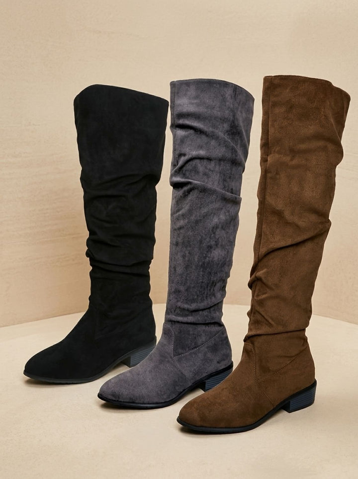 Women's Slouchy Suede-Style Knee High Boots (6)